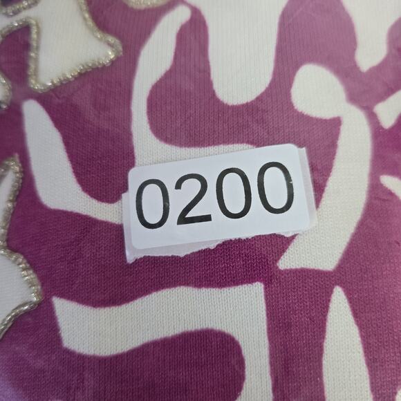 Chicos Cardigan Sweater Womens Size 1 Pink White Sequin Beaded Silk Blend V Neck - Picture 10 of 11